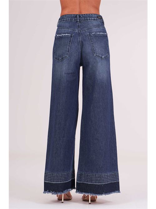 Jeans palazzo con strass Luckylu Milano | PA02DFDENIM WASH